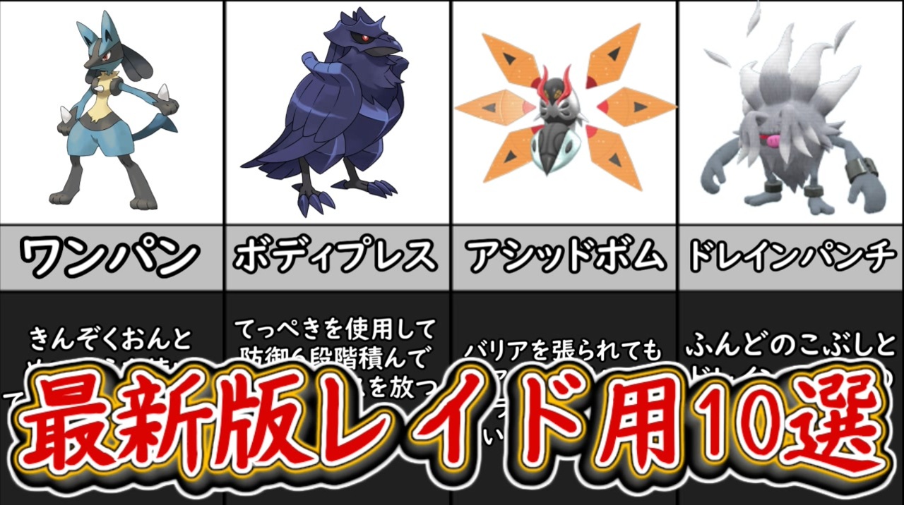 ポケモンsv 最新版レイド用ポケモン10選 ワンパンルカリオも紹介 ポケモンスカーレット バイオレット ゆっくり解説 ニコニコ動画