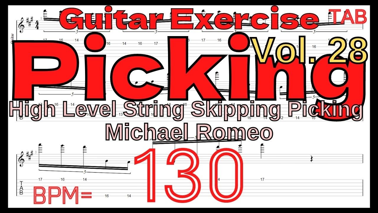 Michael Romeo String Skipping Picking BPM130【Guitar Picking Exercise ...
