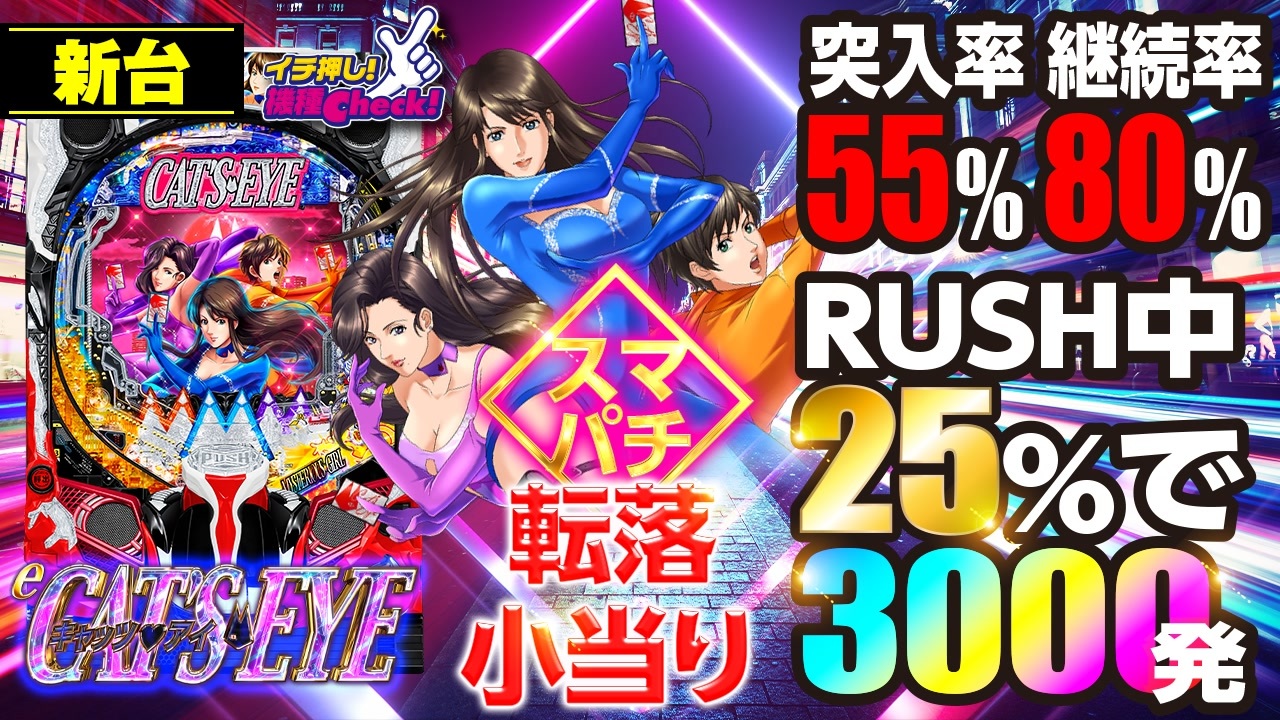 スマパチ 新台【eキャッツ・アイ(eキャッツアイ)】突入時3000発のRUSH