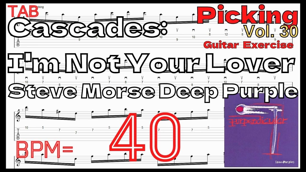 初心者用ギターピッキング練習 Cascades TAB / Deep Purple Steve Morse BPM40【キソレン ...