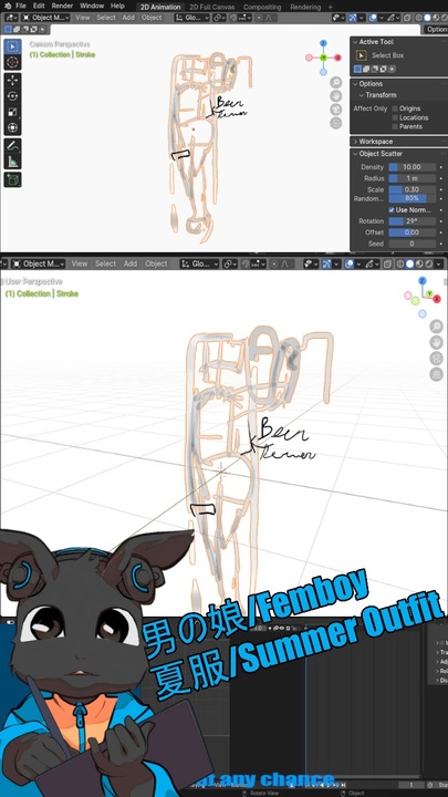 ▶ #Live Drawing ◀ #1 #Otokonoko / #femboy in a summer outfit #男の娘 #Blender #Vtuber - ニコニコ動画