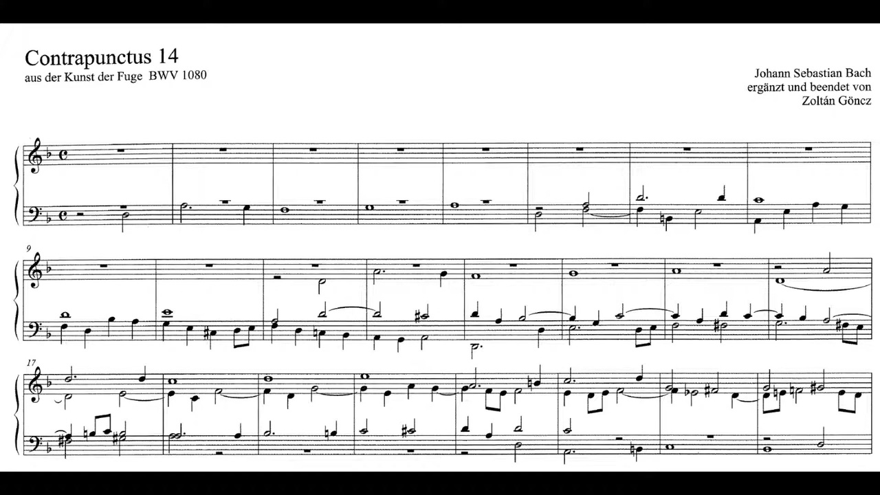 バッハ（ゾルターン・ゲンツ補筆）：「フーガの技法」BWV1080より
