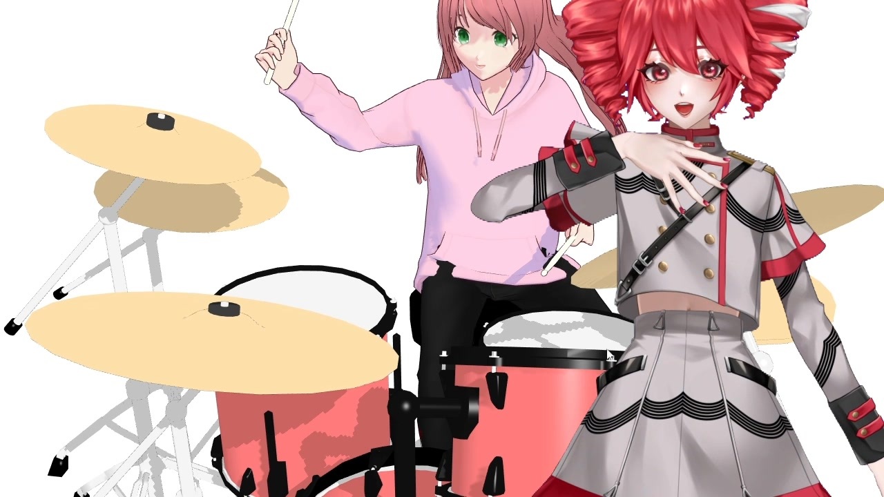 MMDでドラムをやると楽しいんじゃ(桃音モモ達) - ニコニコ動画