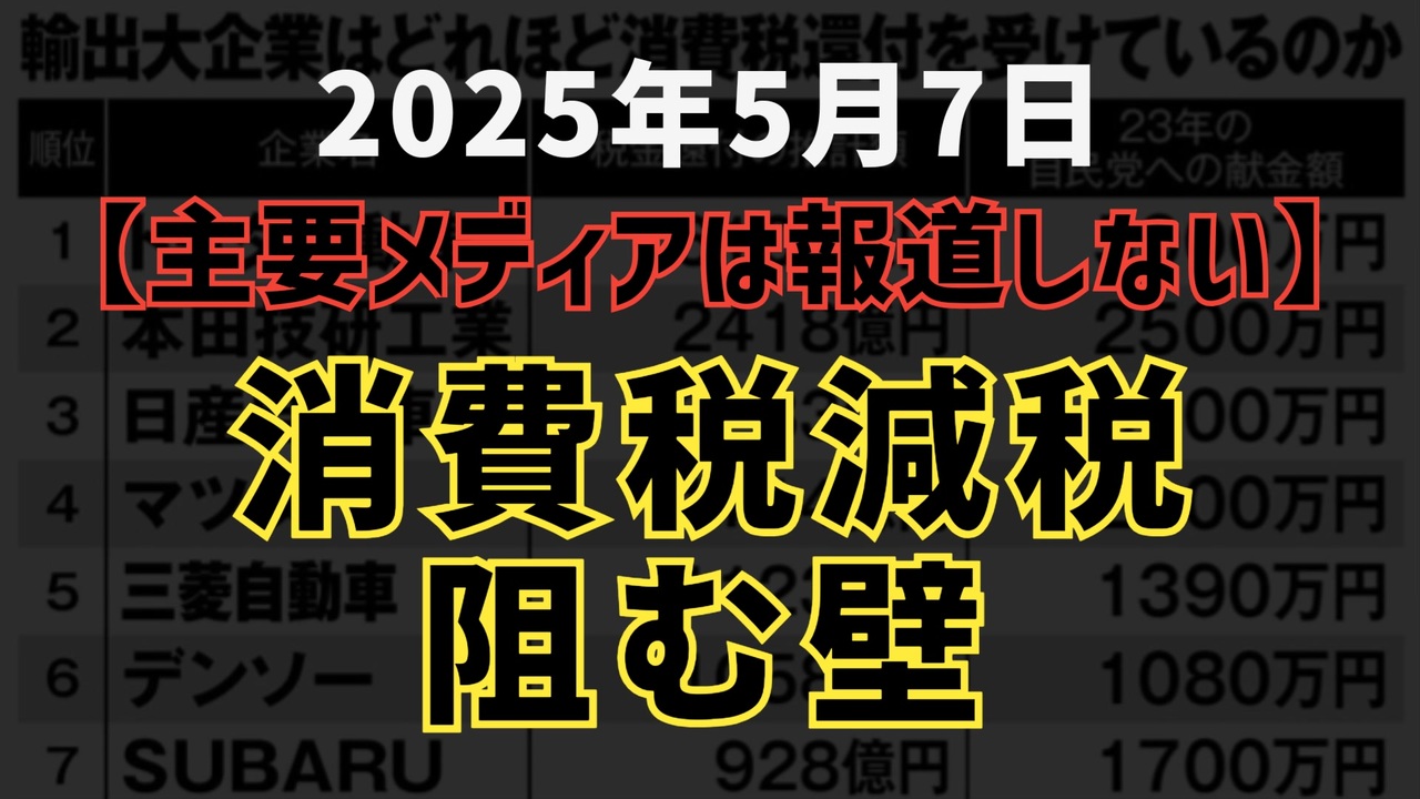 【主要メディアは報道しない】◆消費税減税を阻む壁