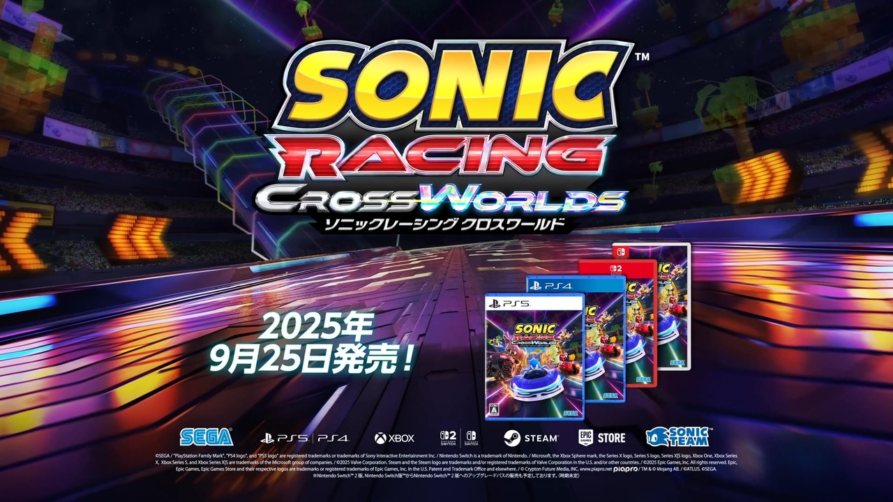 ソニックレーシング　クロスワールド　ポスター　POP 告知　販促　ダミジャケ スポンジ・ボブがSEGAの新作レースゲーム「ソニックレーシング