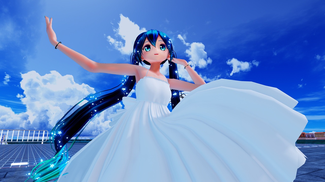 雲とキャラクター イラスト高解像度 L判 6枚+モーショングラフィック動画 MMD】『積乱雲グラフィティ』「Hatsune Miku/カルも式初音ミクさん(白