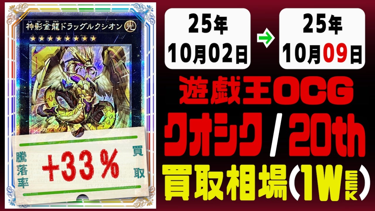 遊戯王【クオシク&20th】買取相場《107枚/週》｜10月02日～10月09日