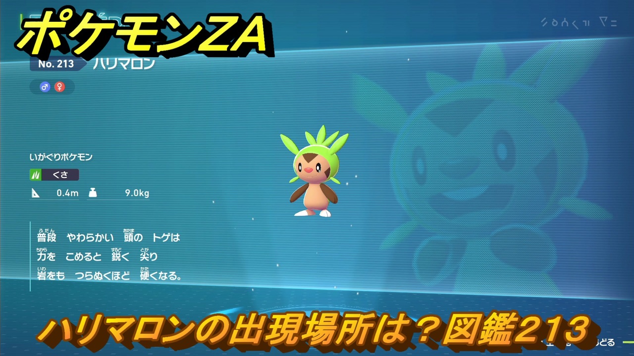 ポケモンZA ハリマロンの出現場所は？図鑑213 ＃258 【Pokémon