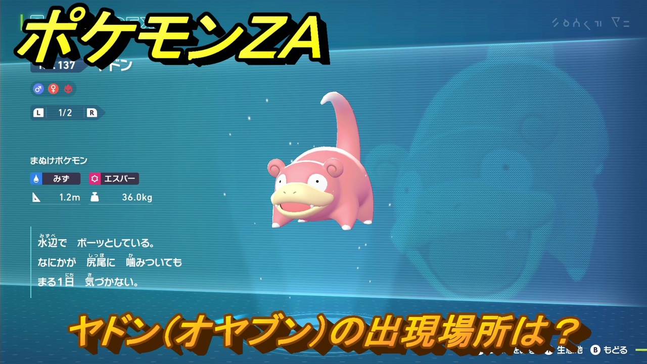 ポケモンZA ヤドン（オヤブン）の出現場所は？図鑑137 ＃613