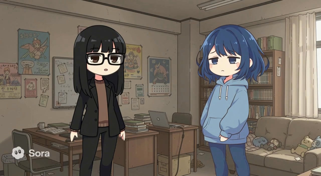 Blue-Hair-chan and Black-Hair-chan