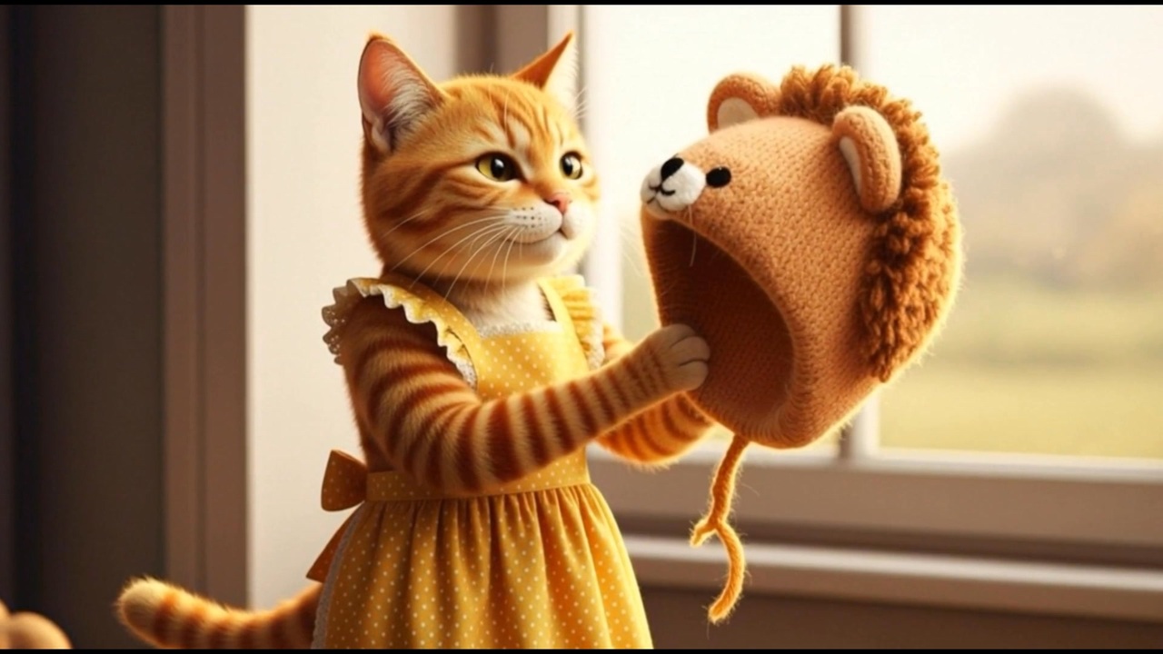 Mama Cat Learns to Knit
