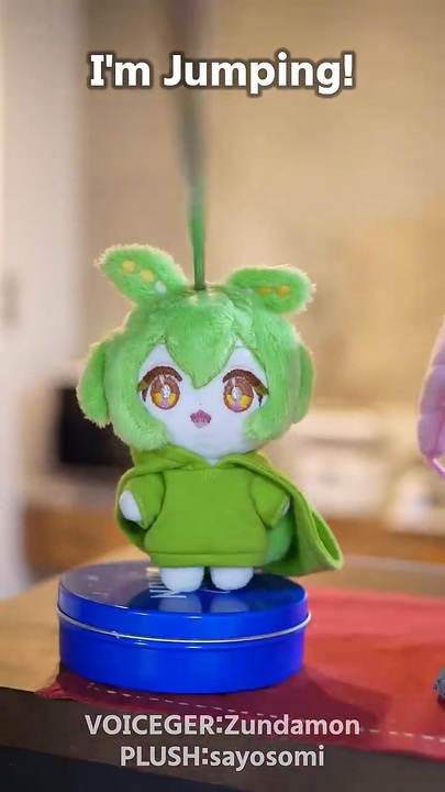 もんさん Zundamon plush is Jumping! ずんだもんのぬいぐるみがジャンプする