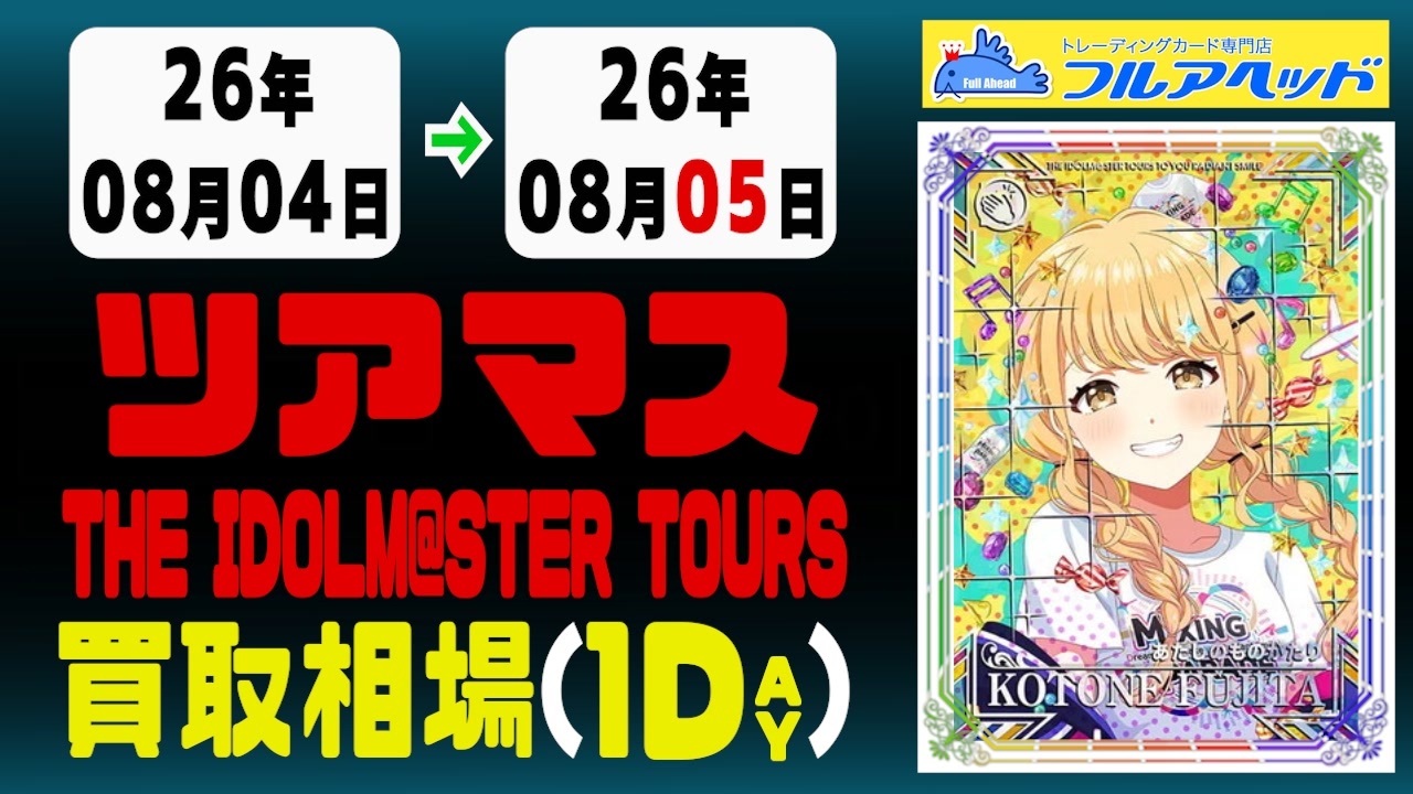 23枚/日｜【ツアマス】｜8月05日》＜20円以上騰落＞ 買取相場