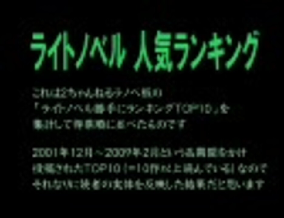 ライトノベル 人気ランキング ニコニコ動画